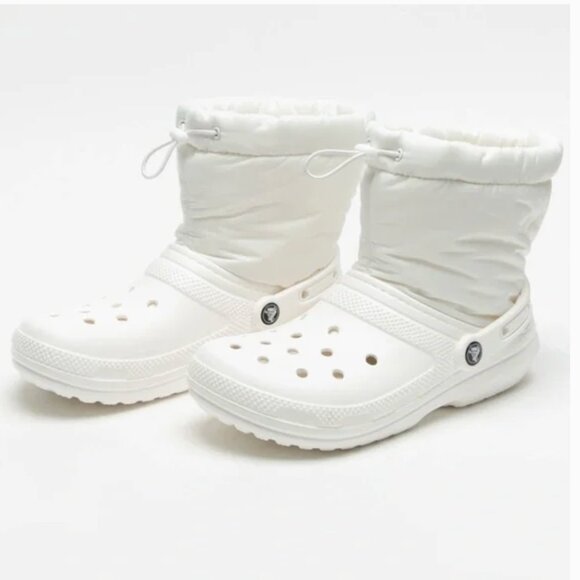 NWT Crocs Classic Lined Neo Puff  Boot Mens Size 13 Color -White